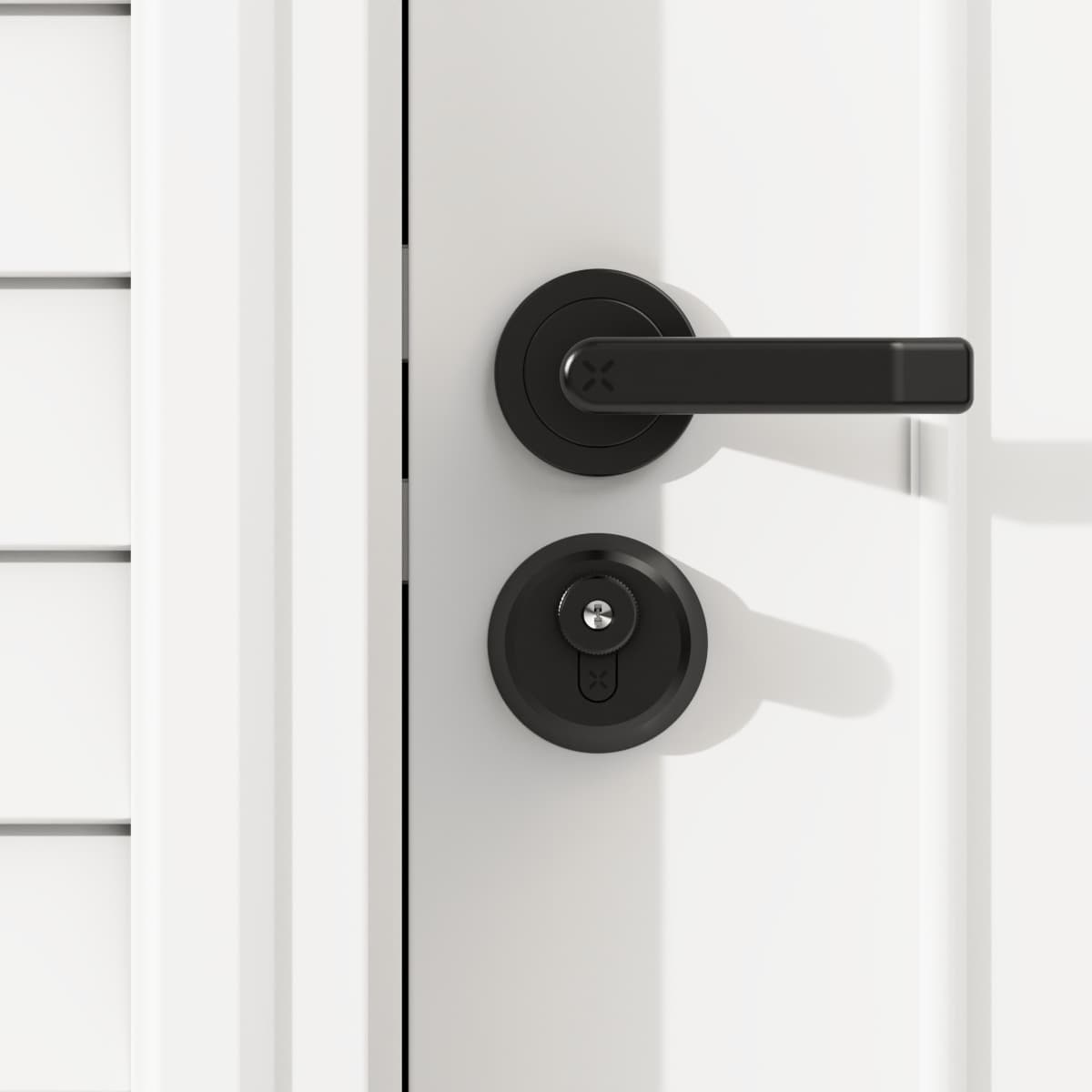 ABS Black X smart lock fitted to a front door, keyless entry by Doctor Locks